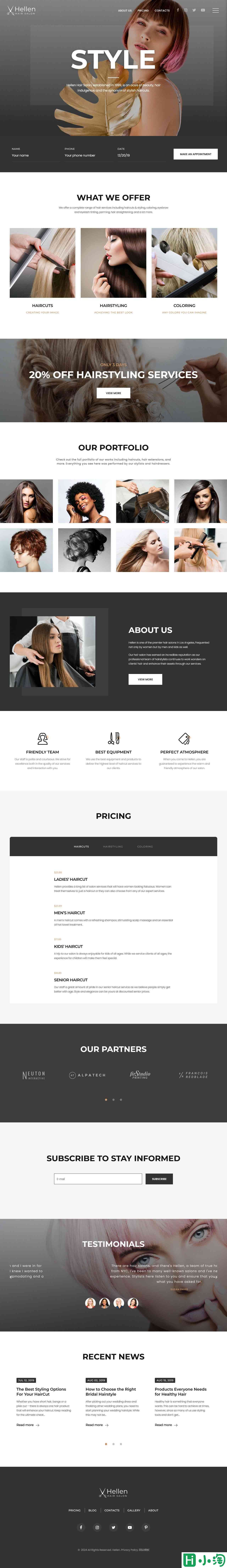 时尚剪发染发造型设计网站模板-PC预览